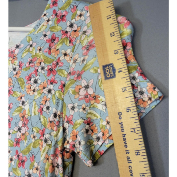 J Jill Dress Womens XS Blue Floral Short Sleeve Layered Overlay Back Buttons - Picture 10 of 15